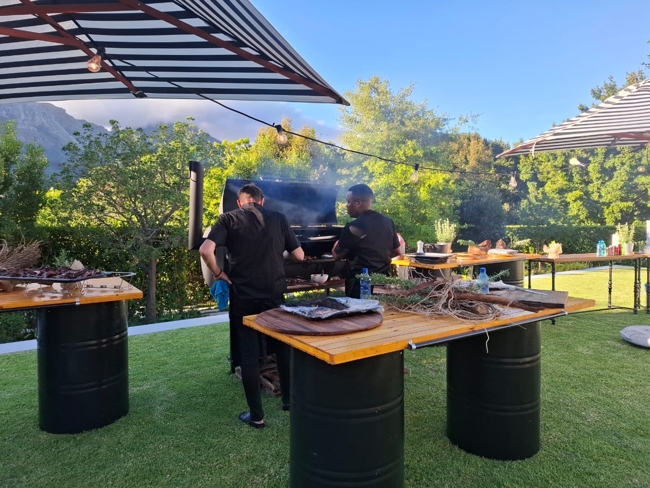 Chefs at the outdoor cooking station