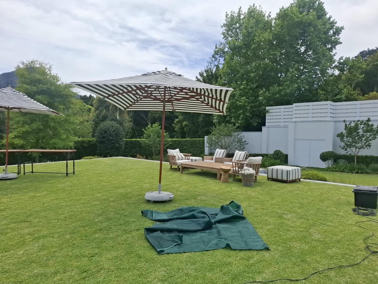 Garden umbrellas and lawn